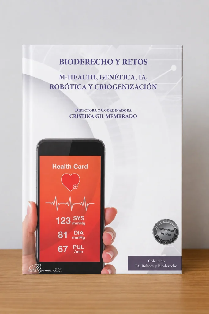 Portada de «Bioderecho y retos. M-health, genética, IA, robótica y criogenización», bibliografía de AEDS