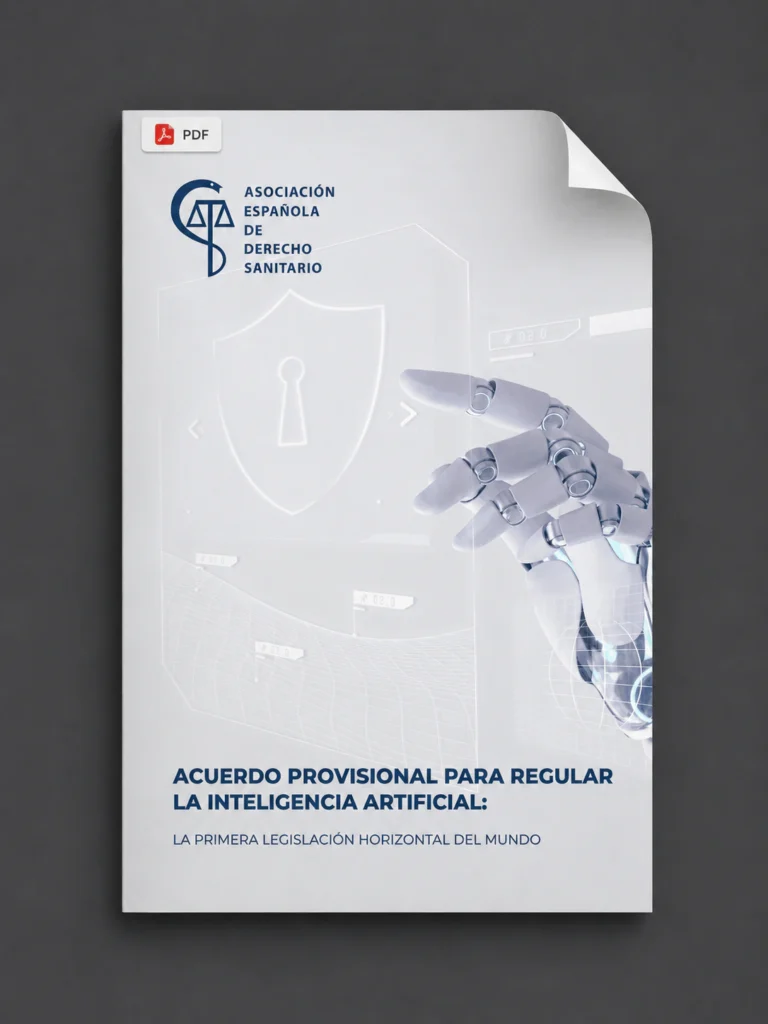 Portada de «Acuerdo provisional para regular la inteligencia artificial», publicación de AEDS