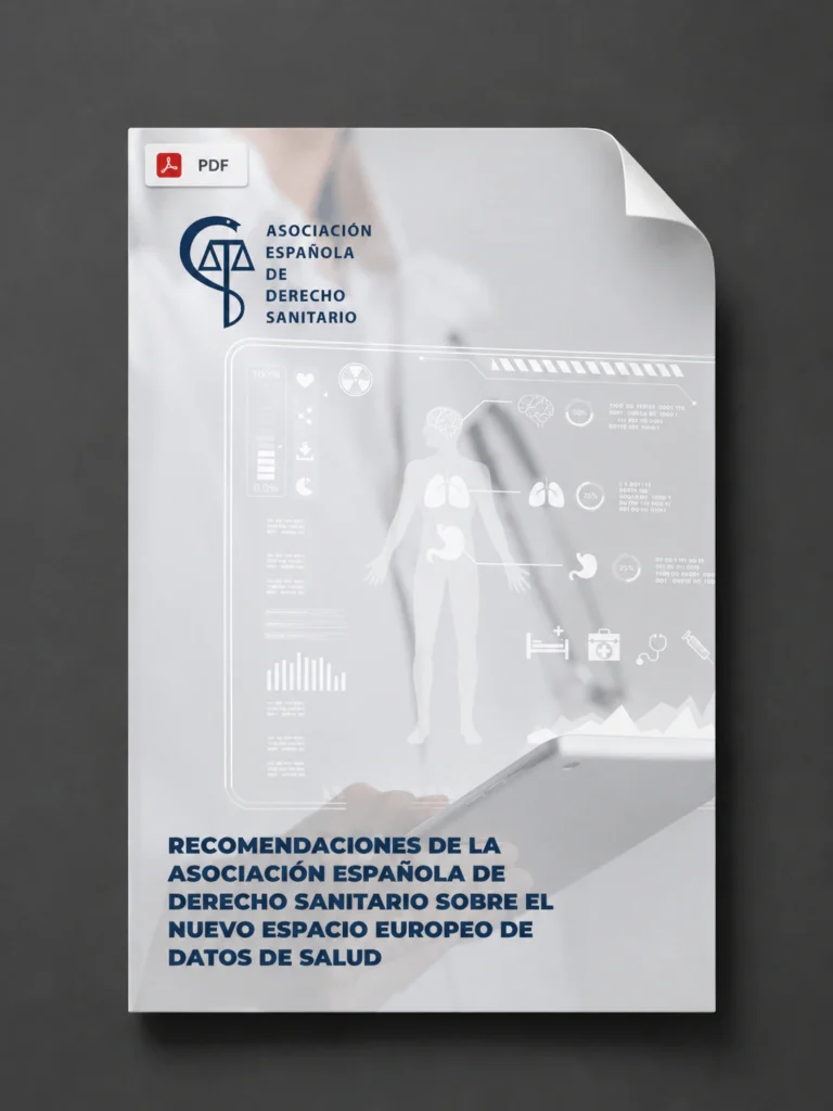 Portada de «Recomendaciones de la Asociación Española de Derecho Sanitario sobre el nuevo espacio europeo de datos de salud», publicación de AEDS